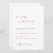 シンプルミニマモダンリスト |フェイクバラ結婚金ゴールド 招待状 (正面/裏面)