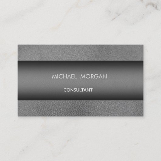 シンプルミニマモダンリスト、レザールック 名刺 (正面)