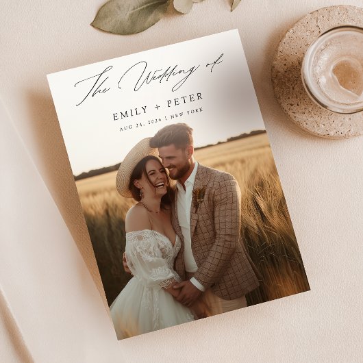 シンプルミニマモダンリストBoho 2写真結婚の 招待状