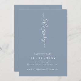 シンプルミニマモダンリストDusty Blue日付を保存 案内状