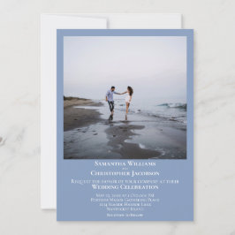 シンプルミニマモダンリストLight Blue写真結婚の 招待状