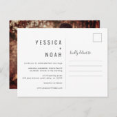 シンプルミニマモダンリス結婚ト写真 インビテーションポストカード (正面/裏面)