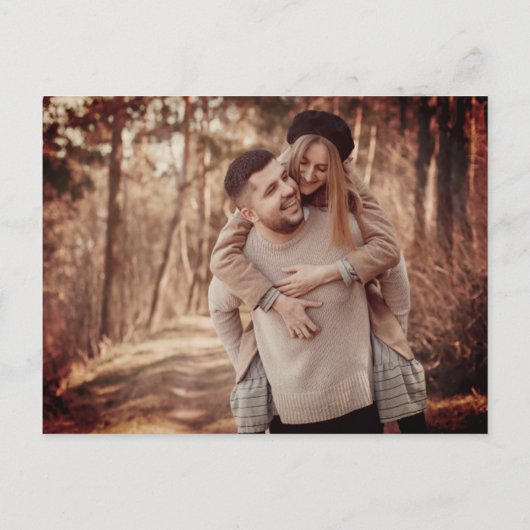 シンプルミニマモダンリス結婚ト写真 インビテーションポストカード (裏面)