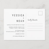 シンプルミニマモダンリス結婚ト写真 インビテーションポストカード (正面)