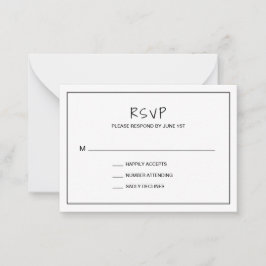 シンプルミニマモダンリ結婚RSVPカード ノートカード
