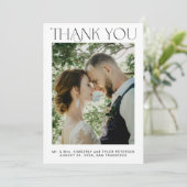 シンプルミニマモダンル写真結婚の サンキューカード (スタンド正面)