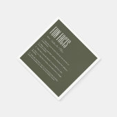 シンプルミニマリストのオリーブグリーンおもしろいファクト結婚ズ スタンダードカクテルナプキン (角)