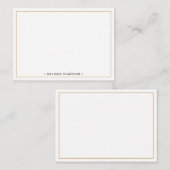 シンプルミニマリストのブラック&金ゴールド縁ど名前 ノートカード (正面/裏面)