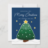シンプルミニマリストのペーパーカットクリスマスツリー&スターズ シーズンカード (正面)