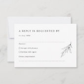 シンプルミニマリストの葉RSVP返信カード 出欠カード (正面)