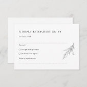 シンプルミニマリストの葉RSVP返信カード 出欠カード (正面/裏面)
