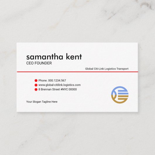 シンプルミニマリストの赤線ボタン創始者CEO 名刺 (正面)