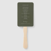 シンプルミニマリストオリーブグリーン結婚式 プログラム ハンドファン (裏面)