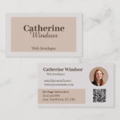 シンプルミニマリストグレーブラウンパステルくもの巣開発者 名刺 (正面/裏面)