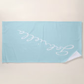 シンプルミニマリストスクリプト名パステルアクアカスタム ビーチタオル (正面)