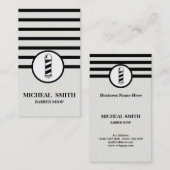 シンプルミニマリストストライプのシック・バーバーショップビジネス 名刺 (正面/裏面)