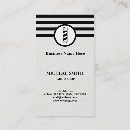 シンプルミニマリストストライプのシック・バーバーショップビジネス 名刺 (裏面)