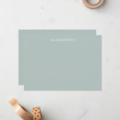 シンプルミニマリストタイプライター名ライトセージグリーン ノートカード (正面/裏面インサイチュ)