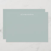シンプルミニマリストタイプライター名ライトセージグリーン ノートカード (正面/裏面)