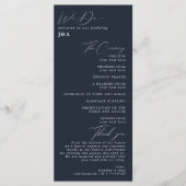 シンプルミニマリストダークネイビー結婚式 プログラム (正面)