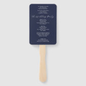 シンプルミニマリストネイビーブルー結婚式 プログラム ハンドファン (裏面)