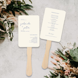 シンプルミニマリストネイビーブルー結婚式 プログラム ハンドファン