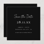 シンプルミニマリストブラック&ホワイトスクエア セーブザデート (正面/裏面)