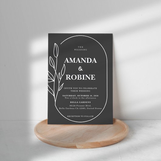 シンプルミニマリストブラック&ホワイト結婚式招待状 招待状