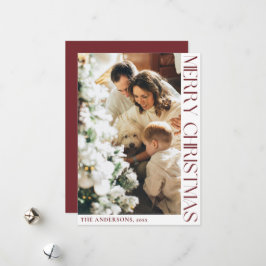 シンプルミニマリストメリークリスマスレッドホリデーカード シーズンカード