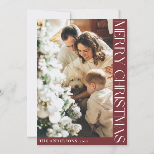 シンプルミニマリストメリークリスマスレッドホリデーカード シーズンカード (正面)