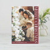 シンプルミニマリストメリークリスマスレッドホリデーカード シーズンカード (スタンド正面)