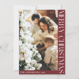 シンプルミニマリストメリークリスマスレッドホリデーカード シーズンカード