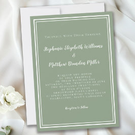 シンプルミニマリストモダンセージグリーンシック結婚ズ 招待状