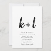 シンプルミニマリストモノグラムブラック&ホワイト結婚ズ 招待状 (正面)