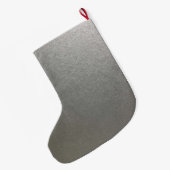 シンプルミニマリスト名スクリプトシルバー ラージクリスマスストッキング (裏面 (吊り時))