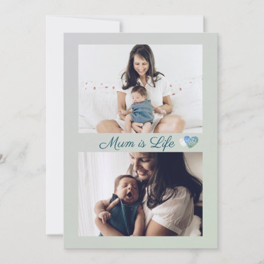 シンプルミニマリスト母の日2写真ホリデーカード サンキューカード (正面)