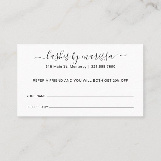 シンプルミニマリスト白黒のラエレガントッシュ 紹介カード (裏面)