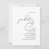 シンプルミニマリスト白黒の卒業パーティー 招待状 (正面)