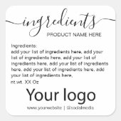 シンプルミニマリスト白黒の原料リスト スクエアシール (正面)