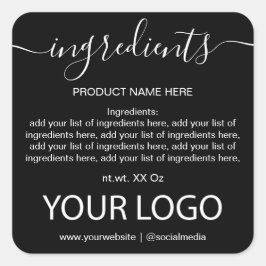 シンプルミニマリスト白黒の原料リスト スクエアシール