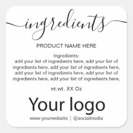 シンプルミニマリスト白黒の原料リスト スクエアシール