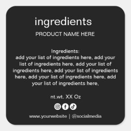 シンプルミニマリスト白黒の原料リスト スクエアシール