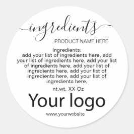 シンプルミニマリスト白黒の原料リスト ラウンドシール