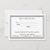 シンプルミニマリスト白黒ギフト証明書 (裏面)