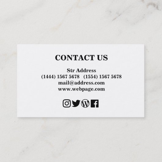 シンプルミニマリスト白黒理容師ショップBusi 名刺 (裏面)