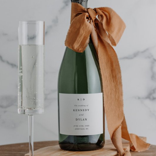 シンプルミニマリスト白黒結婚ズ スパークリングワインラベル