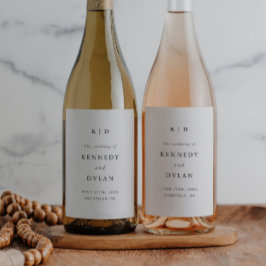 シンプルミニマリスト白黒結婚ズ ワインラベル