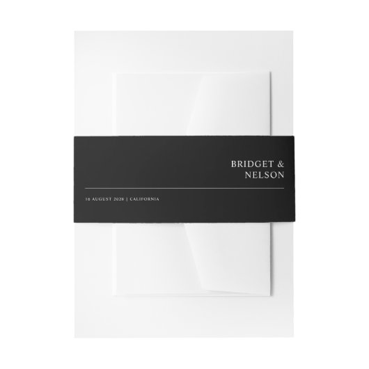 シンプルミニマリスト白黒結婚ズ 招待状ベリーバンド (正面例)