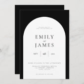 シンプルミニマリスト白黒結婚ズ 招待状 (正面/裏面)