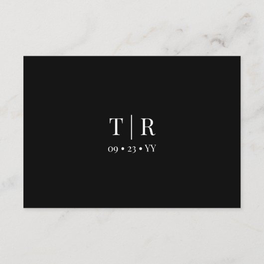 シンプルミニマリスト白黒結婚詳細 エンクロージャーカード (裏面)